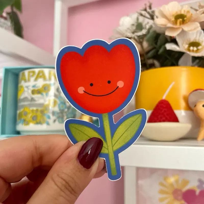 Red Tulip Sticker Matte Vinyl