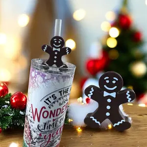 Gingerbread Straw Topper 3D Printed Holiday Sweetness for Tumblers Iced Coffee Cups Perfect for Parties Stocking Stuffers Daily Coffee Run
