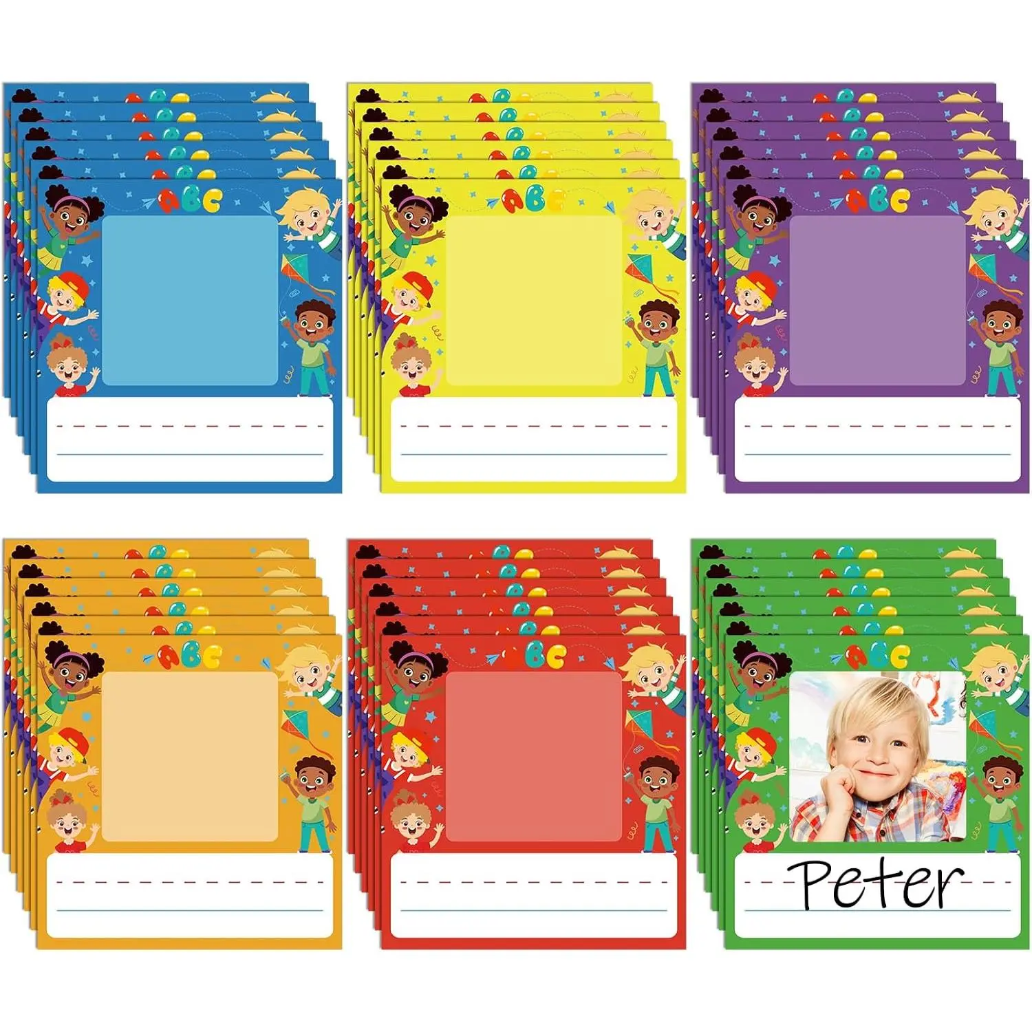 36 Pack Adhesive Photo Name Plates Labels Sticker for Classroom Student School Supplies, Self Adhesive Name Tags with Photo Space and Writing line for Names