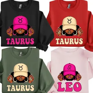 [SALE OFF 50%] Zodiac Vibes Sweatshirt – Mixed Texture Hat Graphic, Complete Horoscope Collection with Bold Patterned Text, Unisex Astrology Gift for Men & Women. 6BW