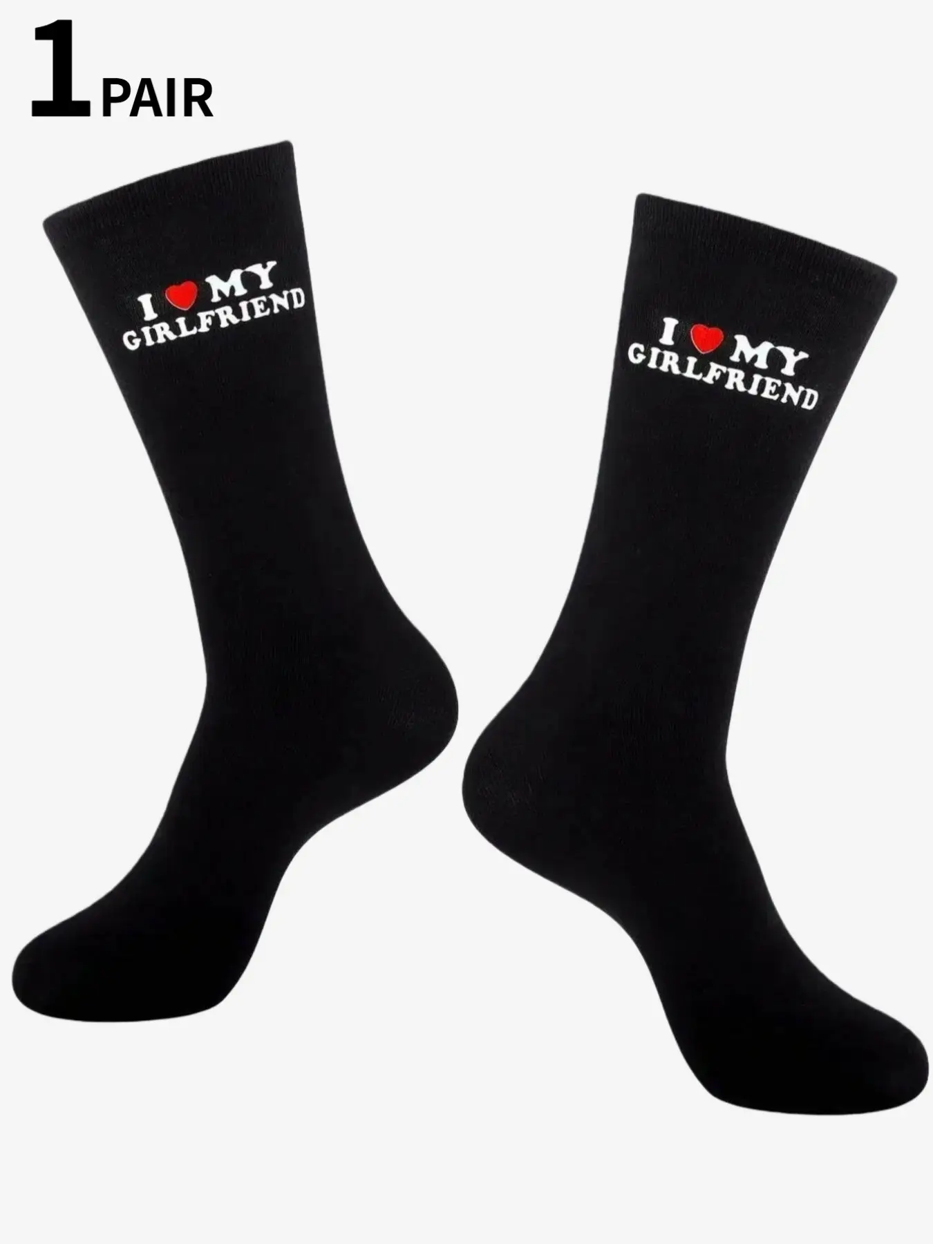 1/3/5 Pair of “I Love My Girlfriend” Socks Cute Gift for Boyfriend Anniversary, Valentine's Day, Birthday Funny Boyfriend Gift Creative “I Love My Girlfriend” Socks Funny Socks, Letter Print Socks, Fall Edition, Sock Set, Socks Pairs