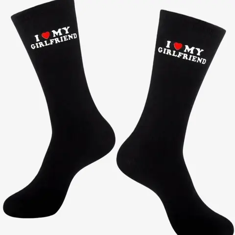 1/3/5 Pair of “I Love My Girlfriend” Socks Cute Gift for Boyfriend Anniversary, Valentine's Day, Birthday Funny Boyfriend Gift Creative “I Love My Girlfriend” Socks Funny Socks, Letter Print Socks, Fall Edition, Sock Set, Socks Pairs