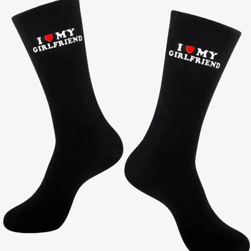 1/3/5 Pair of “I Love My Girlfriend” Socks Cute Gift for Boyfriend Anniversary, Valentine's Day, Birthday Funny Boyfriend Gift Creative “I Love My Girlfriend” Socks Funny Socks, Letter Print Socks, Fall Edition, Sock Set, Socks Pairs