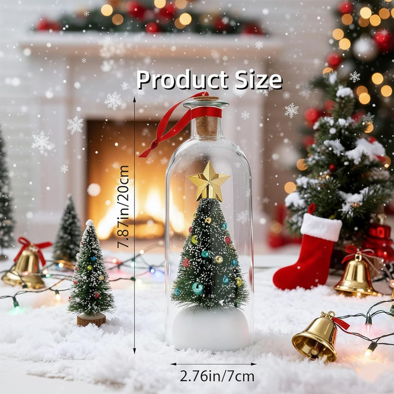 3PCS Christmas Tree Message in A Bottle, Personalized Voice Recording Keepsake Ornament, Durable Holiday Decor, Playback Cork, Unique Festive Gift for Family & Friends