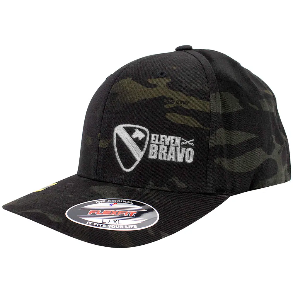 1st Cavalry 11 Bravo Series Fitted Baseball Cap in Multicam Camouflage Cotton Blend, Structured 6-Panel Design, Large/XL, 3-1/2 Crown, 63% Poly, Elastane