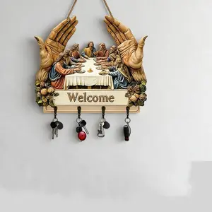 Flat Jesus and Disciples Wall Art Keychain ，Keep Your Keys Organized