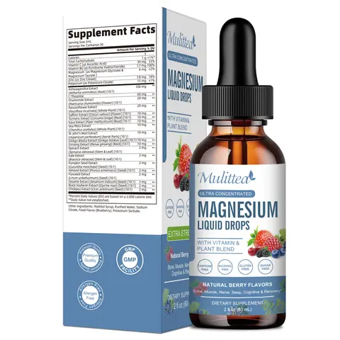 Magnesium Glycinate Liquid Drop - Triple Absorption Supplement to Support Nerves, Sleep, Calm, Heart, Muscles -Sugar Free with Potassium, L-Theanine, Sea Moss，Vitamin B,C,D3, K2