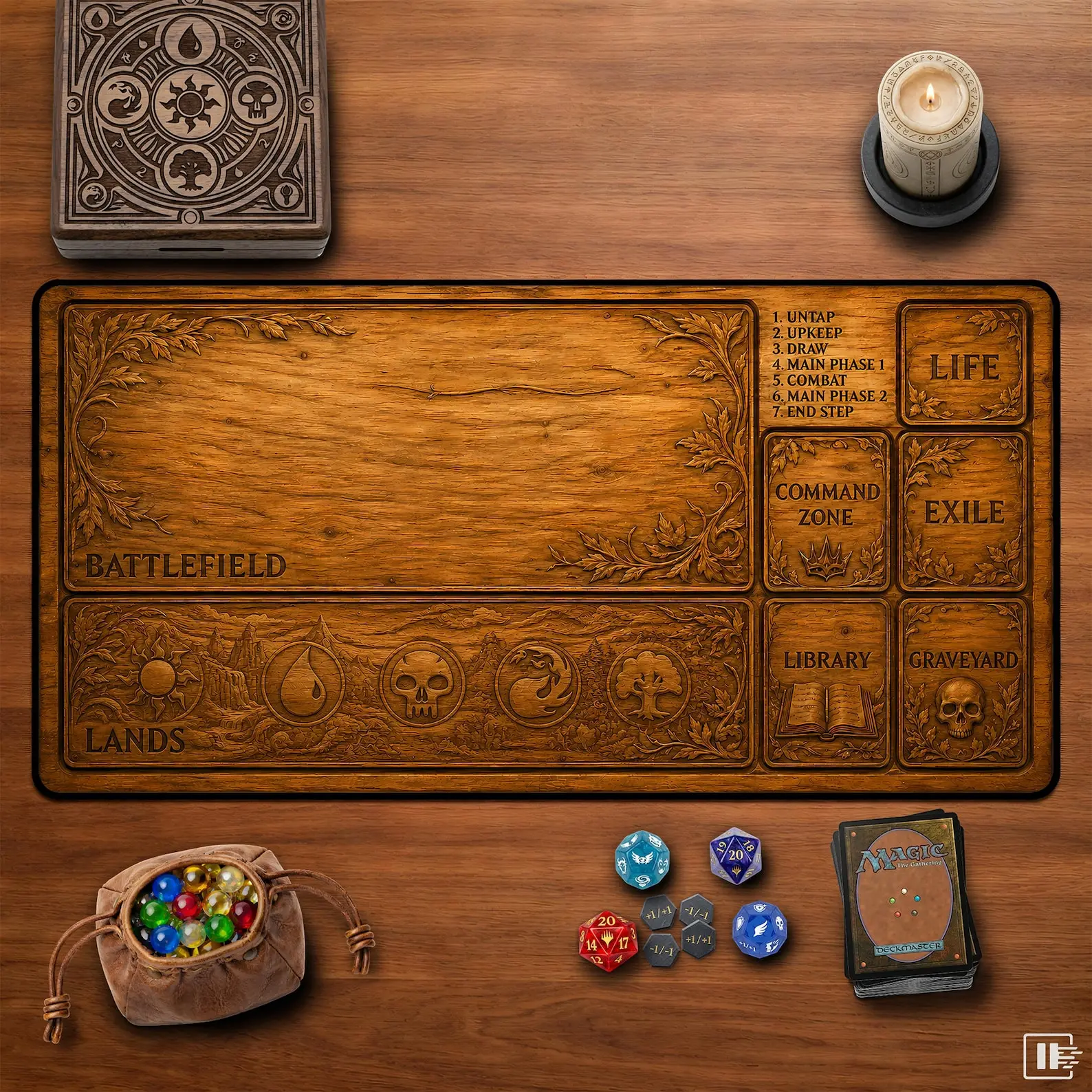 MTG Playmat Wood Carved Magic The Gathering Mousepad Commander Zones Trading Card Games Mat