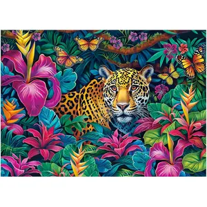 BenBen Jungle Leopard 1000 Pieces Jigsaw Puzzle for Adults 27.5 x 19.75 Inches Premium Quality Sturdy Pieces with Lettered Backs for Easy Assembly Home Décor