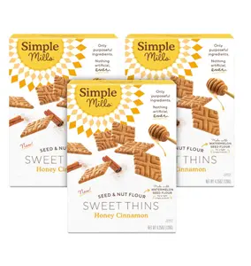 Simple Mills Honey Cinnamon Seed & Nut Flour Sweet Thins, Paleo Friendly & Delicious Sweet Thin Cookies, Good for Snacks, Nutrient Dense, 4.25 oz, 3 Count