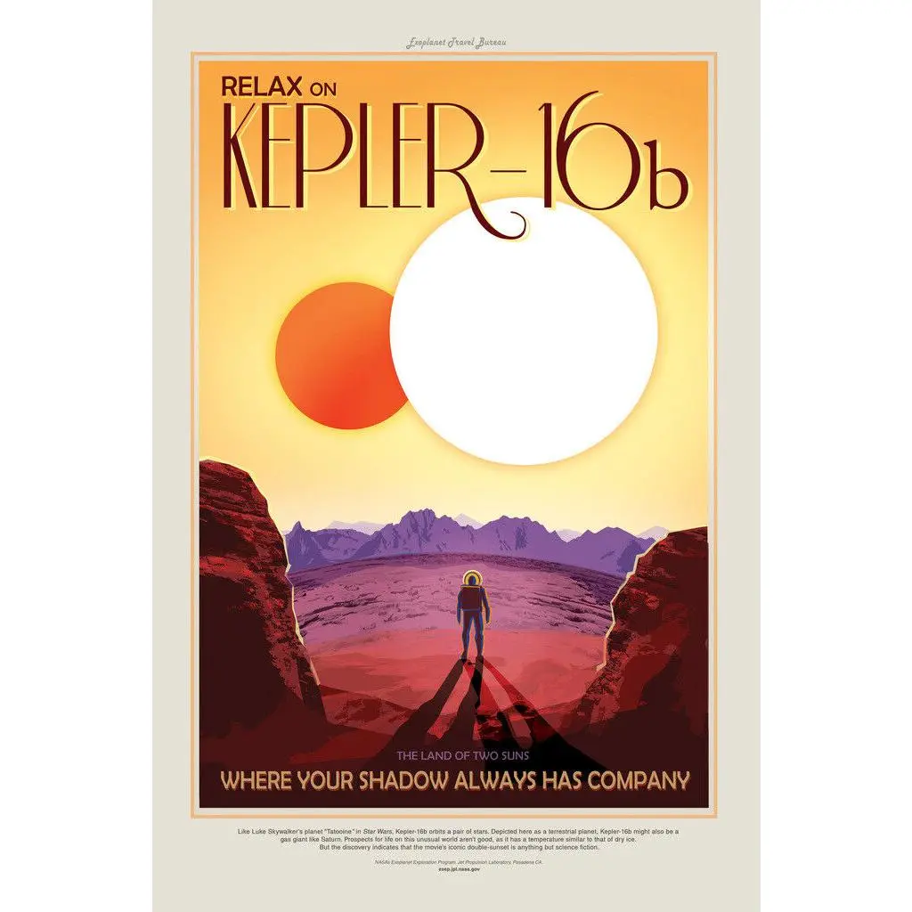 Retro Home Decor - Kepler 16b NASA Space Travel Cool Wall Decor Art Print Poster 12x18 - Canvas Poster Colorful Gifts Room Decoration Ornaments Artistic Photo