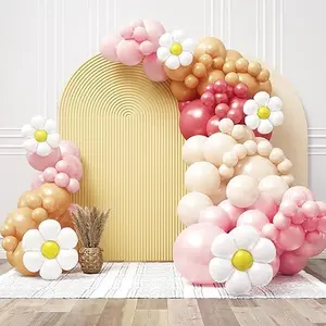 120 Pcs - Pink, Sand, Peach, Flower Balloons Garland with Daisy Balloon for Birthday, Summer Halloween Decorations