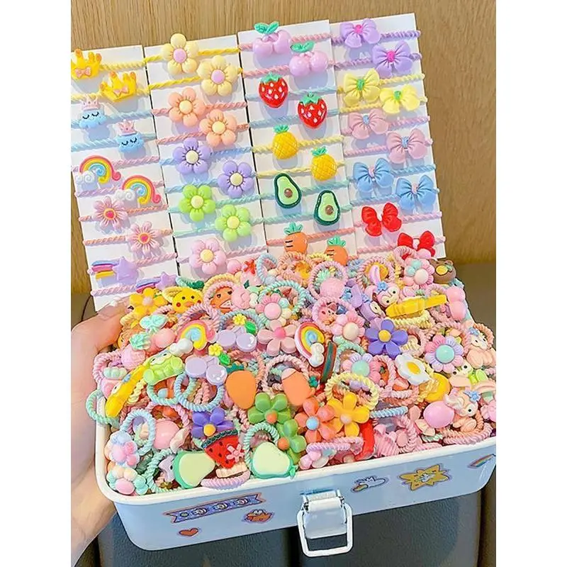 80 Pcs Baby Colorful Cute Cartoon Hair Ties No Damage, ,Ponytail Holder for Little Girls Hair Accessories, Elastic Thin Soft Hair Bands No Crease, Mini Hair Scrunchies