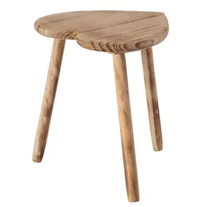 Vintiquewise Antique Heart-Shaped Natural Wooden Accent Footstool - Living Room Furniture, Farmhouse Chic Rustic Finish, Multifunctional Stool for Classic Room Decoration