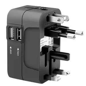 1pc Travel Adapter with 2 USB Charging Ports, Dual USB Charger, World All In One Universal Travel Adapter, Wall Charger Multifunctional