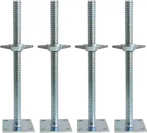 4 Pack Adjustable Leveling Jack Solid Screw Jacks with Base Plate for Baker-Style Scaffolding,