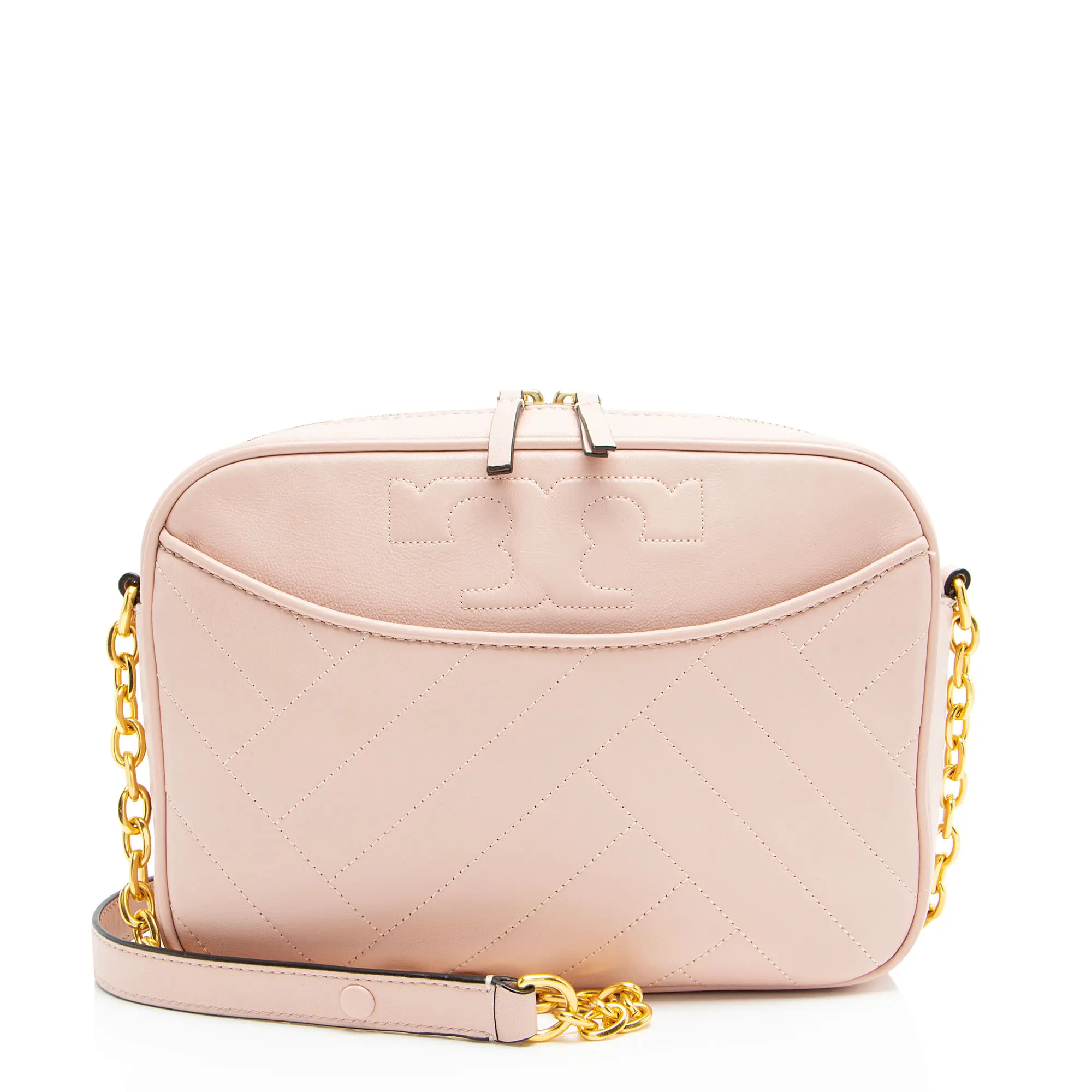 Pre-owned Tory Burch Leather Crossbody Bags Chevron Alexa Stitch Camera Bag