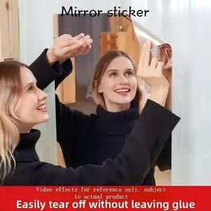 Self-adhesive mirror sticker with backing tape, 20 × 40 inch, soft glass mirror for self-service/glass doors, home use, full-length mirror, Instagram‑style bedroom reflective film