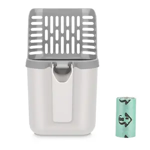 Cat Litter Scoop with Holder Portable Detachable Waste Bin Cat Poop Shovel with Large Capacity Bag Cat Litter Scooper Pooper Scooper Scoop Away Cat Litter for Cats Indoor Outdoor Use