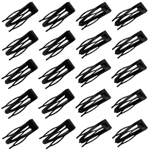 Metal Snap Hair Clips 20 Pcs Women Double Grip Barrettes Thick Fine Hair Small Black Clips Girls