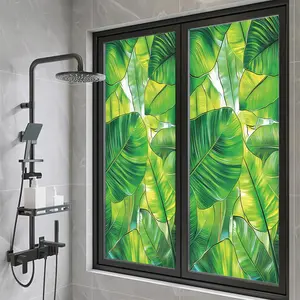 Leaf Pattern Glass Sticker, Static Frosted Glass Sticker, Privacy Protection Decorative Film for Home & Office, Home Decor, Ornaments