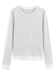 Women's Slim Fit Straight Hem Round Neck Long Sleeve Simple Colorblock Layered T-Shirt, Casual Fitted Fashion Top for Daily Wear Tee