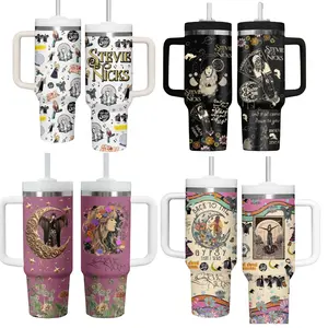 Stevie Nicks Tumbler | 40oz Handle Mug | Sister of the Moon Gift | Fleetwood Mac Fan Cup | Retro Witchy Hippie Goth Aesthetic Water Bottle