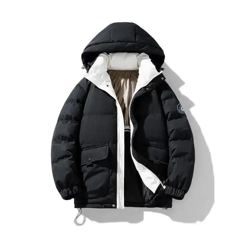 Men's Colorblock 2 in 1 Zip Up Hooded Jacket, Casual Waterproof Windproof Long Sleeve Drawstring Pocket Outerwear for Fall & Winter, Men's Clothes for Daily Wear