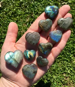New Moon Beginnings Labradorite Crystal Heart - Natural Color Variations with Unique Shapes and Patterns