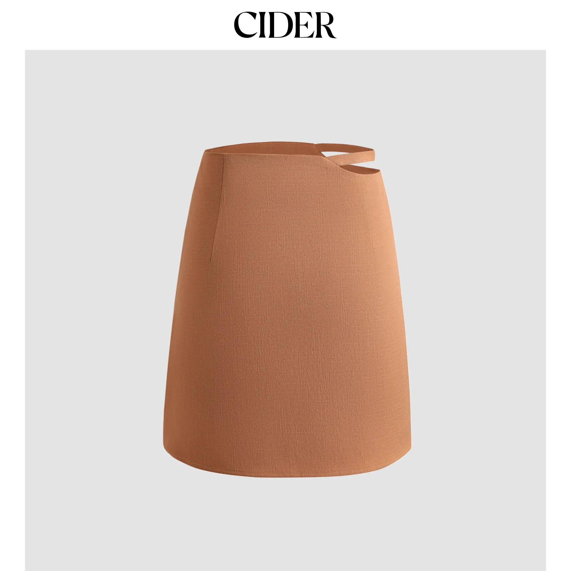 Cider Women's Lady's Light Brown Waist Cut-Out Bottom Skirt, Multi-Size