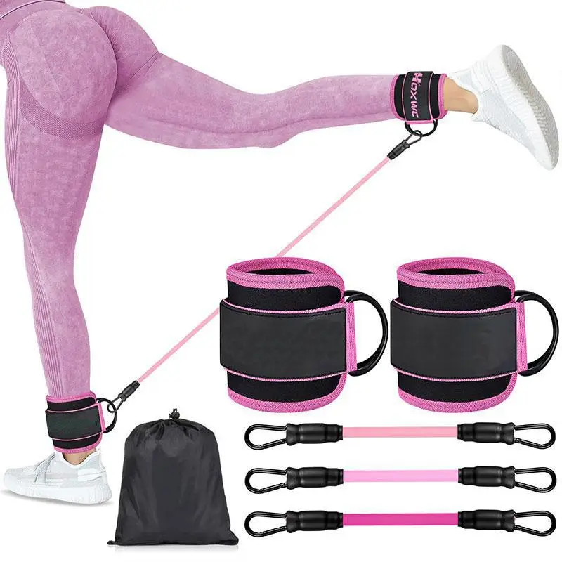Ankle Resistance Bands with Cuffs, 1 Set Ankle Bands for Working Out, Ankle Resistance Band for Leg, Booty Workout Equipment for Kickbacks Hip Fitness