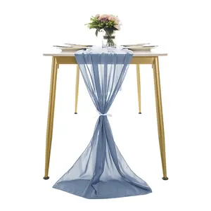 Nordic Wedding Chiffon Table Runner Holiday Party Tablecloth Decoration Wedding Table Runner Solid Color Chiffon Wedding Runner Elegant Sheer