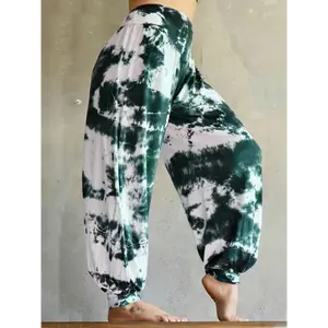 Plus Size Tie Dye Print Baggy Joggers, Casual Elastic Waist Pants For Spring & Summer, Women's Plus Size Clothing