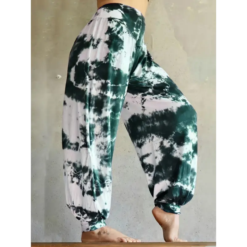 Plus Size Tie Dye Print Baggy Joggers, Casual Elastic Waist Pants For Spring & Summer, Women's Plus Size Clothing