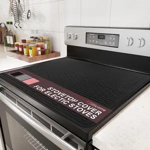 Stove Top Cover for Electric Stove -  Grade Ceramic Stove top Cover, XXL Dish Drying Mat, Glass Cooktop Covers, Flat RV Range top Mats (Black,28x20)