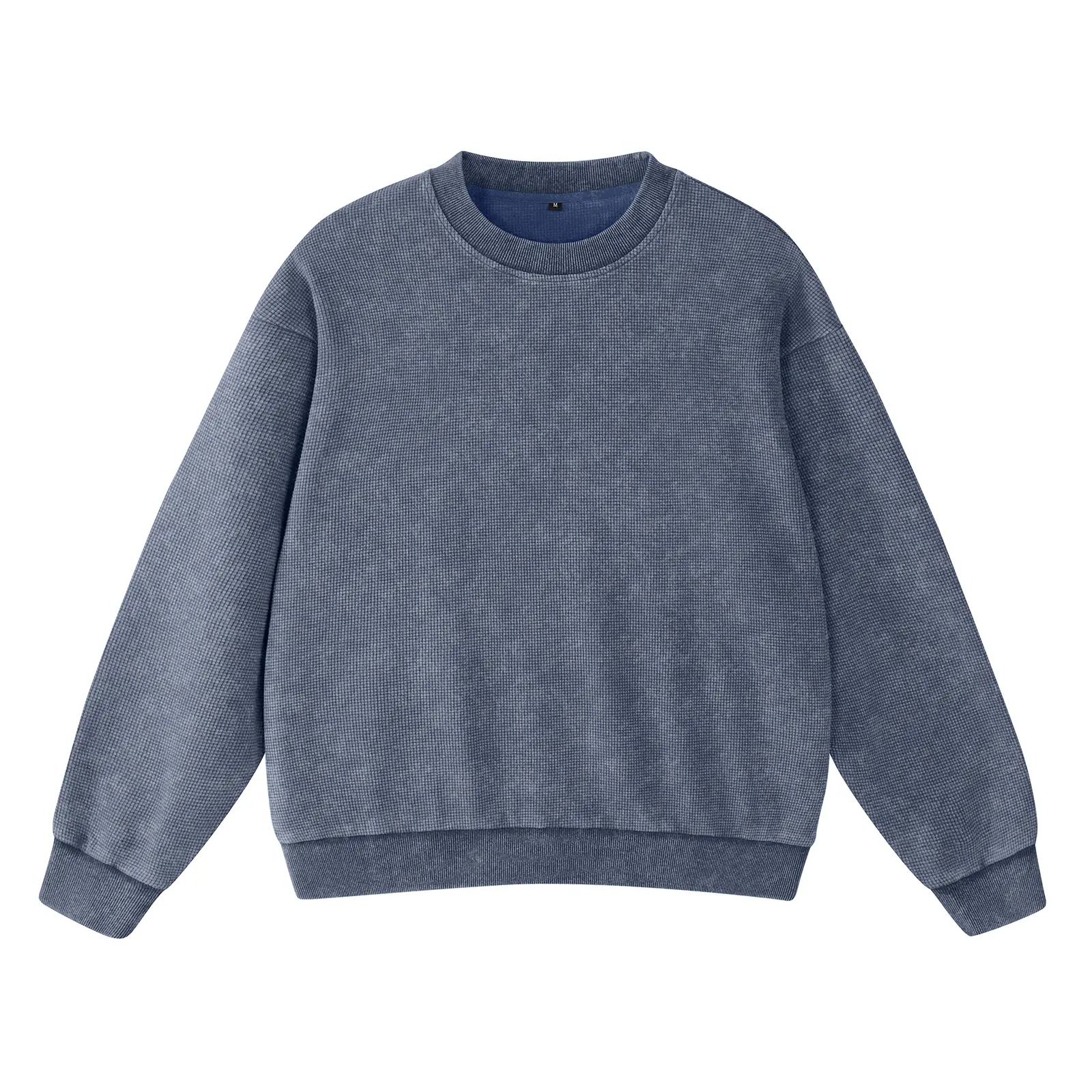 FAIABLE Unisex Acid Wash Sweatshirts Waffle Crewneck Oversized Sweatshirt for Women Men Fashion Crewneck Pullover Tops 2026 Fall