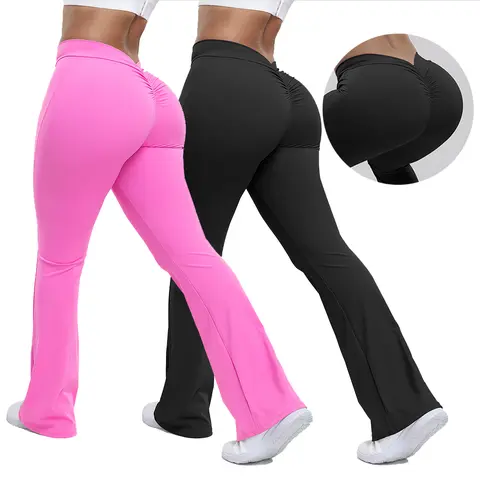 Women's High-Waisted Scrunch Flare Leggings - Butt Lift, Tummy Control, Bell Bottom Style Yoga Pants for All Seasons