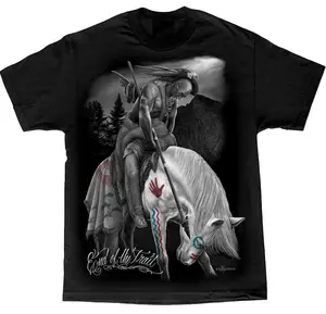 David Gonzales Men's The End of Trail Native American Indian Warrior DGA Art T Shirt Cotton Summer Fashion Gift