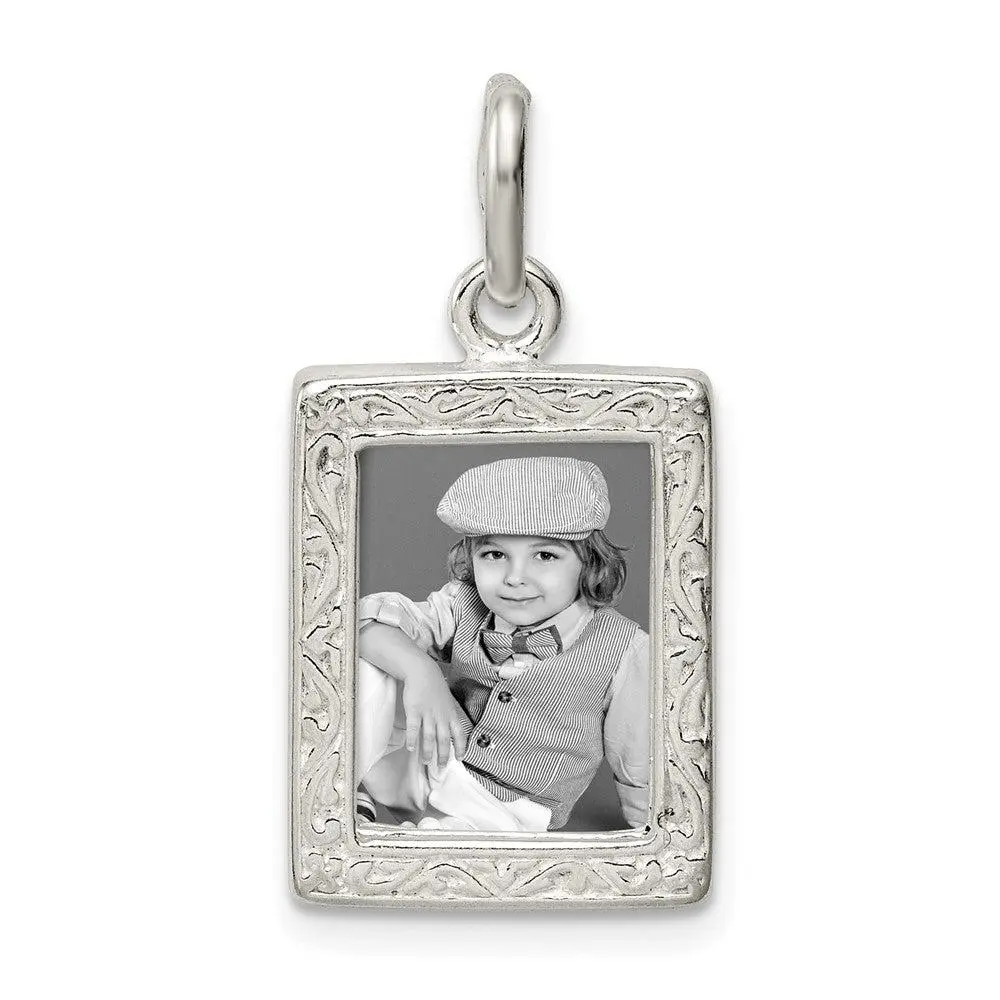 Sterling Silver Picture Frame Locket Pendant Necklace Photo Keepsake Women