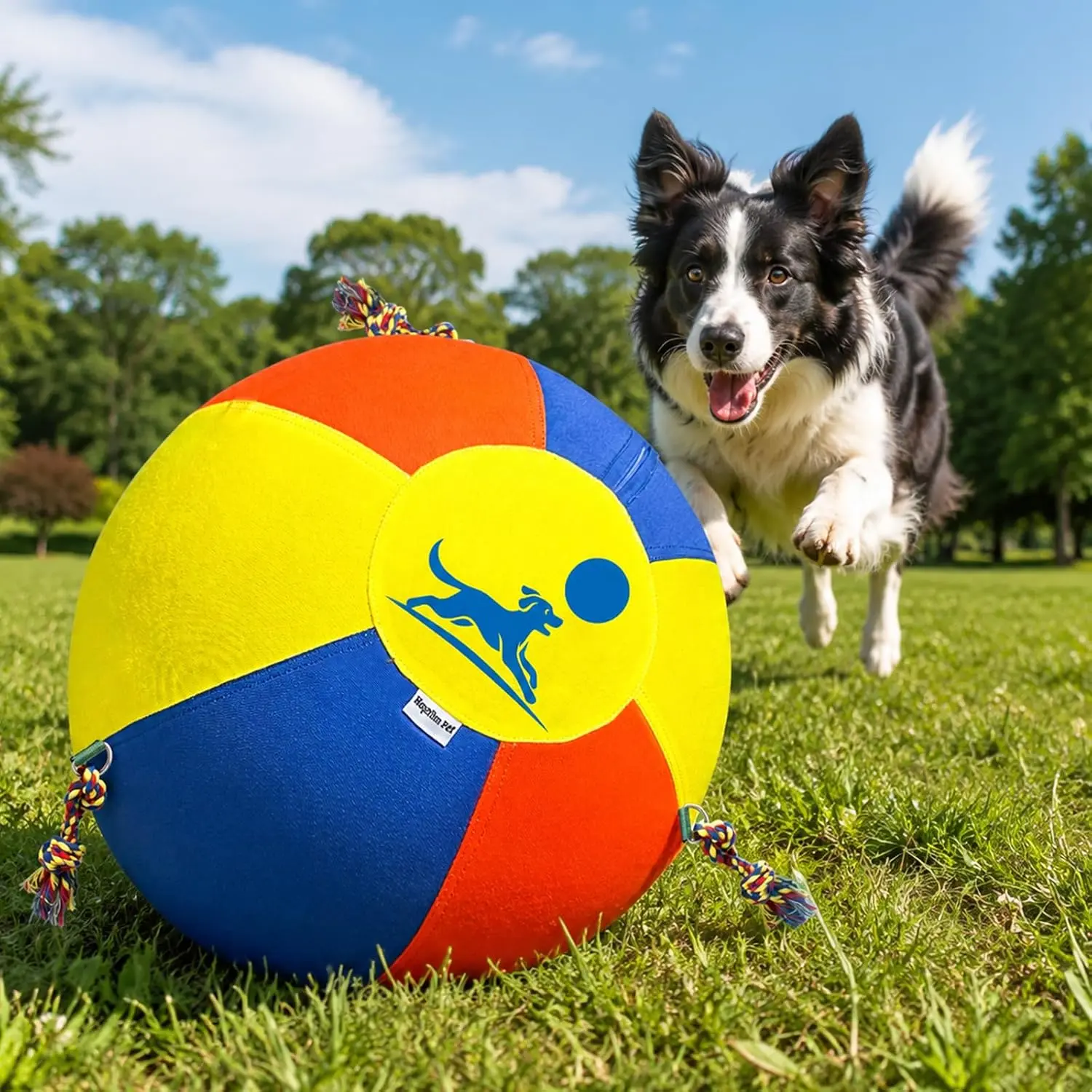 NUOLAN Upgraded Heavy-Duty Herding Ball for Large/Medium Dogs (18/22/25in) - 1000D Bite Proof, Thick Anti-Burst Bladder, Double Stitched Reinforced, Knotted Ropes, Fast Inflate Large Air Pump | Visit NUOLAN Store