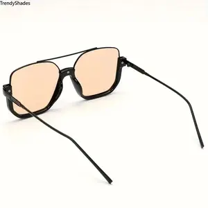 Unisex Tinted Lens Aviator Sunglasses, Vintage Summer Trendy Shades For Men & Women, All-Match Fashion Eyewear, Outdoor UV Protection, Perfect His And Hers Gifts