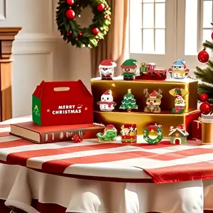 12 Count Santa Claus Design Building Blocks Toy Set, Cute Micro-particle Building Bricks Ornament, Colorful Snowman & Reindeer Creative Desktop Decoration for Home Office, Building Block Model, Diy Ornament