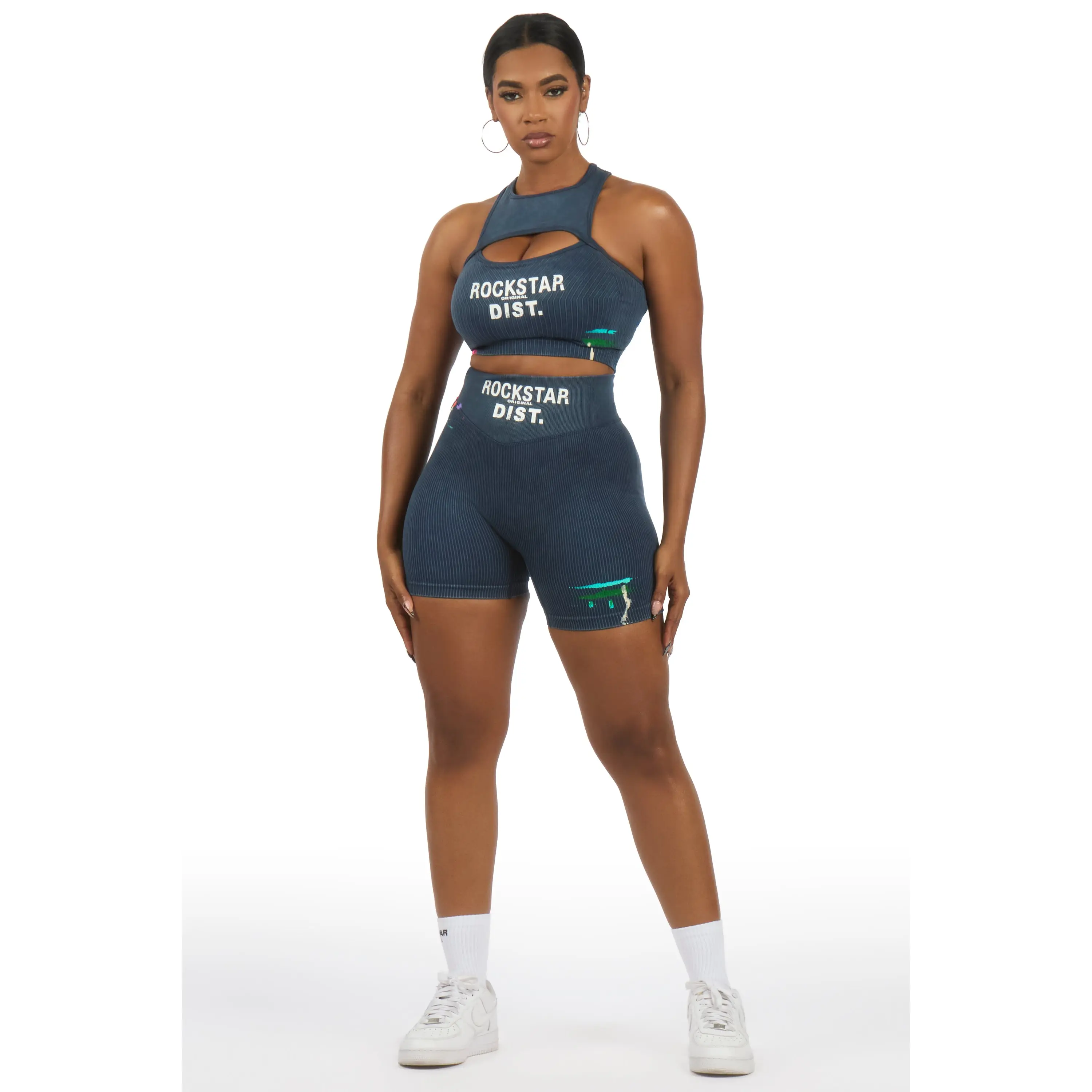 Nekoya Navy Painted Active Bike Short Set