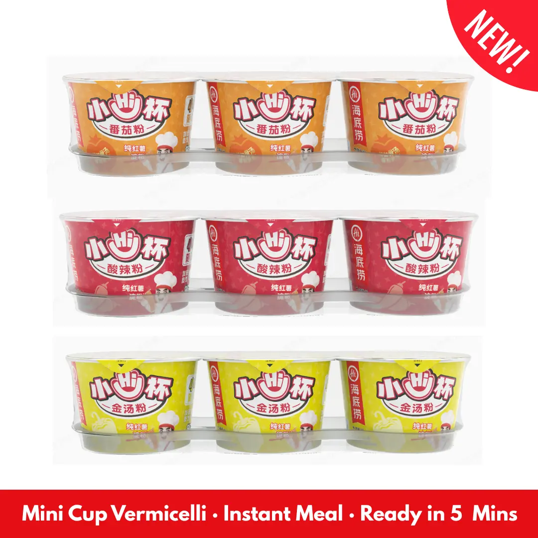 Haidilao Mini Cup Vermicelli Bundle 6UNITS/18PCS - 3 Flavors Available Sour & Spicy / Tomato / Golden Broth Ready-to-Eat Instant Meals sohochic