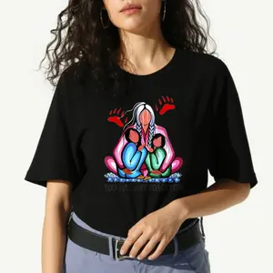 women's T-shirt Colorful Indigenous Art Solid color printed short sleeved women's top White, black, khaki Fashion daily women's clothing