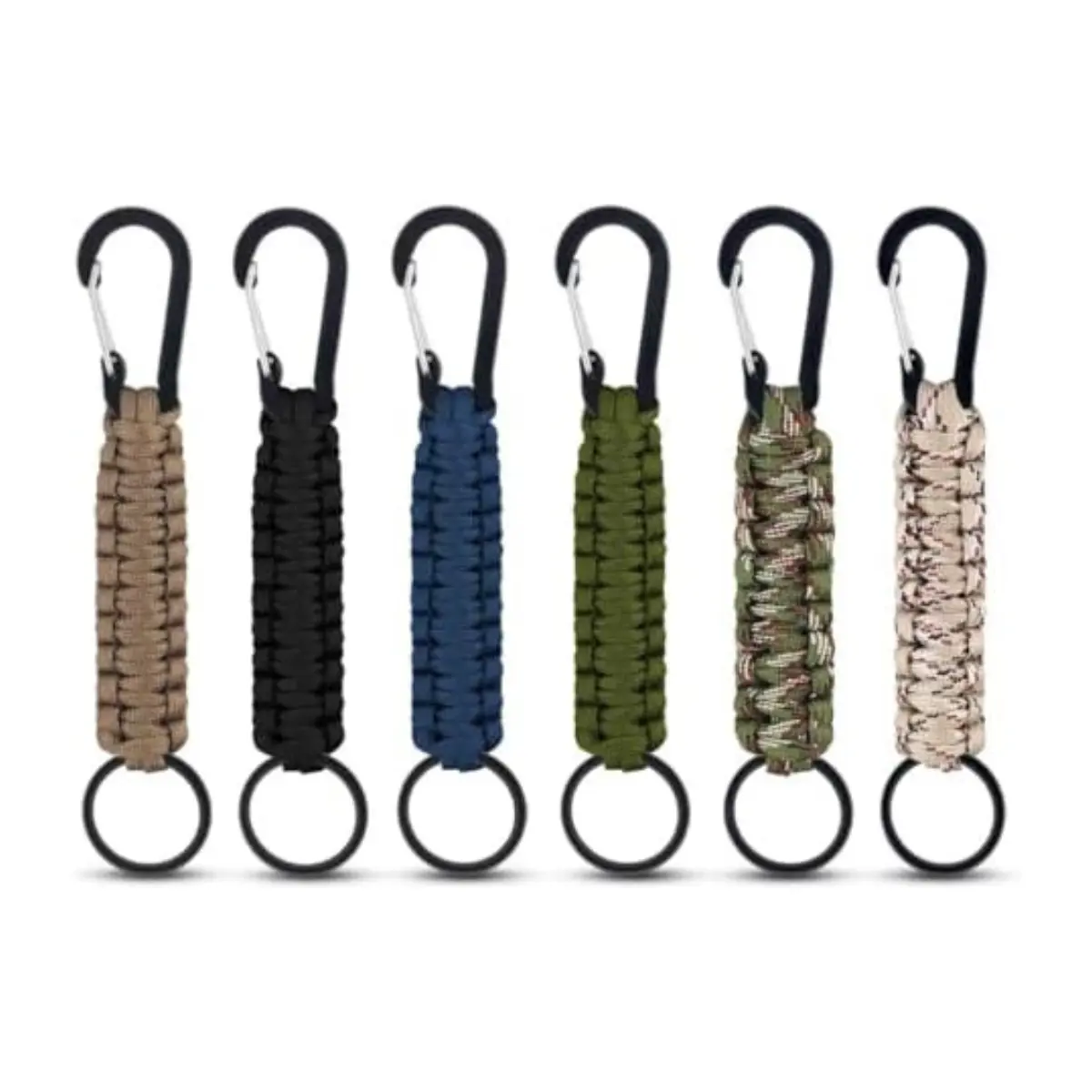 6 Pack Paracord Keychain with Carabiner Heavy Duty Braided Key Chain Clip