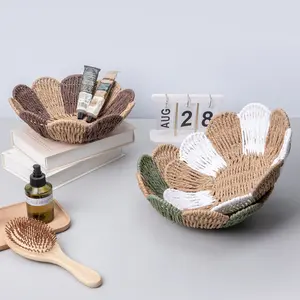 Durable Paper Rope Woven Storage Basket, Room Decor, Home Decoration, Desktop Organizer, Living Room Snack Holder, Three Colors Available