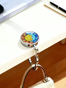 Vintage Sun and Moon Foldable Purse Hook,Womens Bag Purse Hanger,Purse Holder Handbag Hanger Desk Table Bag Hooks for Women Bag