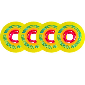 Revision Roller Hockey Wheels Outdoor 80mm Clinger 82A Yellow 4-Pack