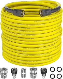 Purilitzs  Pressure Washer Hose 100FT with M22-14/15 Fittings, 1/4 Inch Kink Resistant Replacement Hose 4000PSI with Leak-Free M22 to 3/8 Quick Connect Adapters Kit, Mint Green